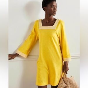 Boden Yellow Dress with White Trim